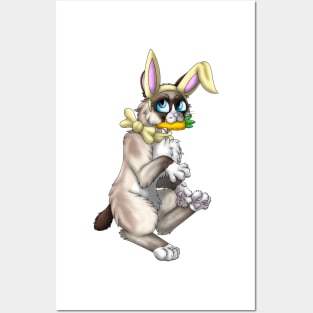 Bobtail BunnyCat: Snowshoe Point (Yellow) Sticker Posters and Art